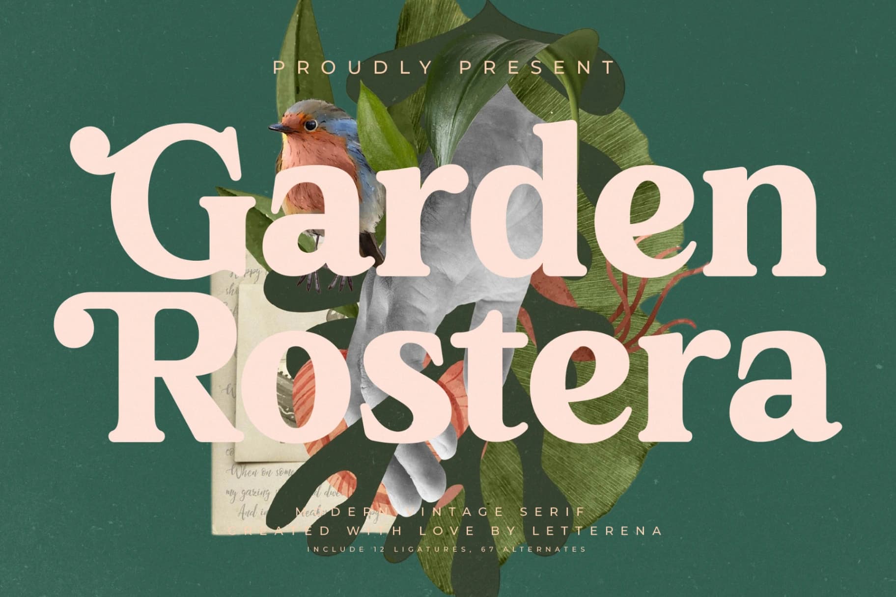 Preview of Garden Rostera - Modern Vintage Serif font