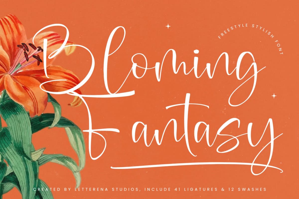 Preview of Bloming Fantasy – Freestyle Stylish Font font