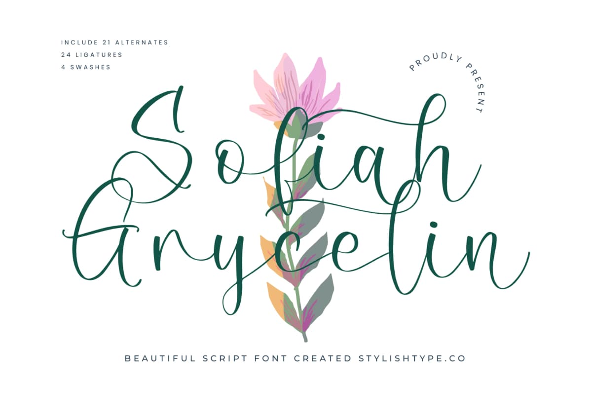 Preview of Sofiah Grycelin – Beautiful Script Font font