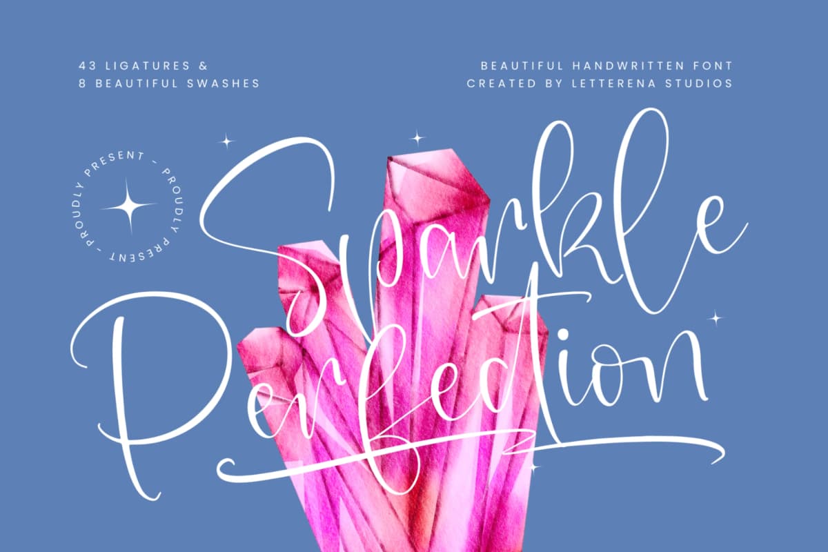 Preview of Sparkle Perfection – Beautiful Handwritten Font font