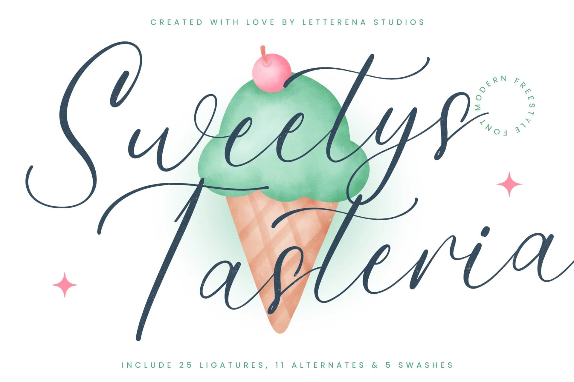 Preview of Sweetys Tasteria – Modern Freestyle Font font