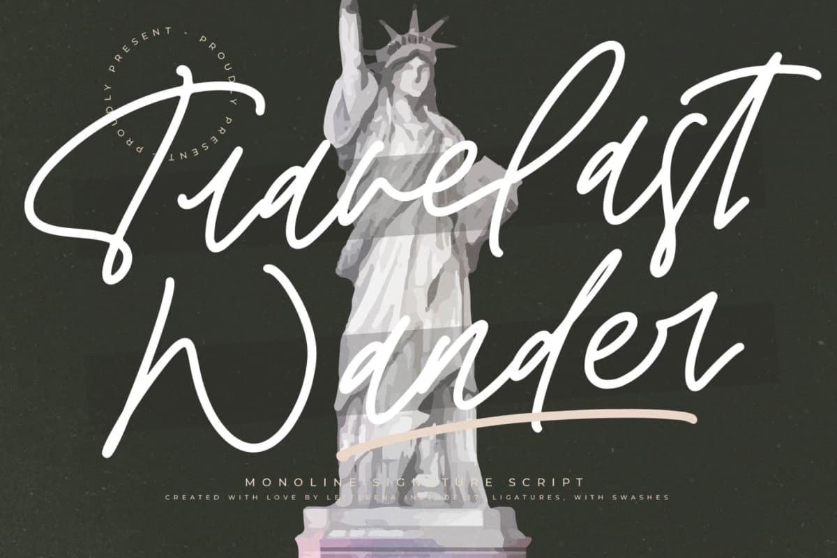 Preview of Travelast Wander – Monoline Signature Script font