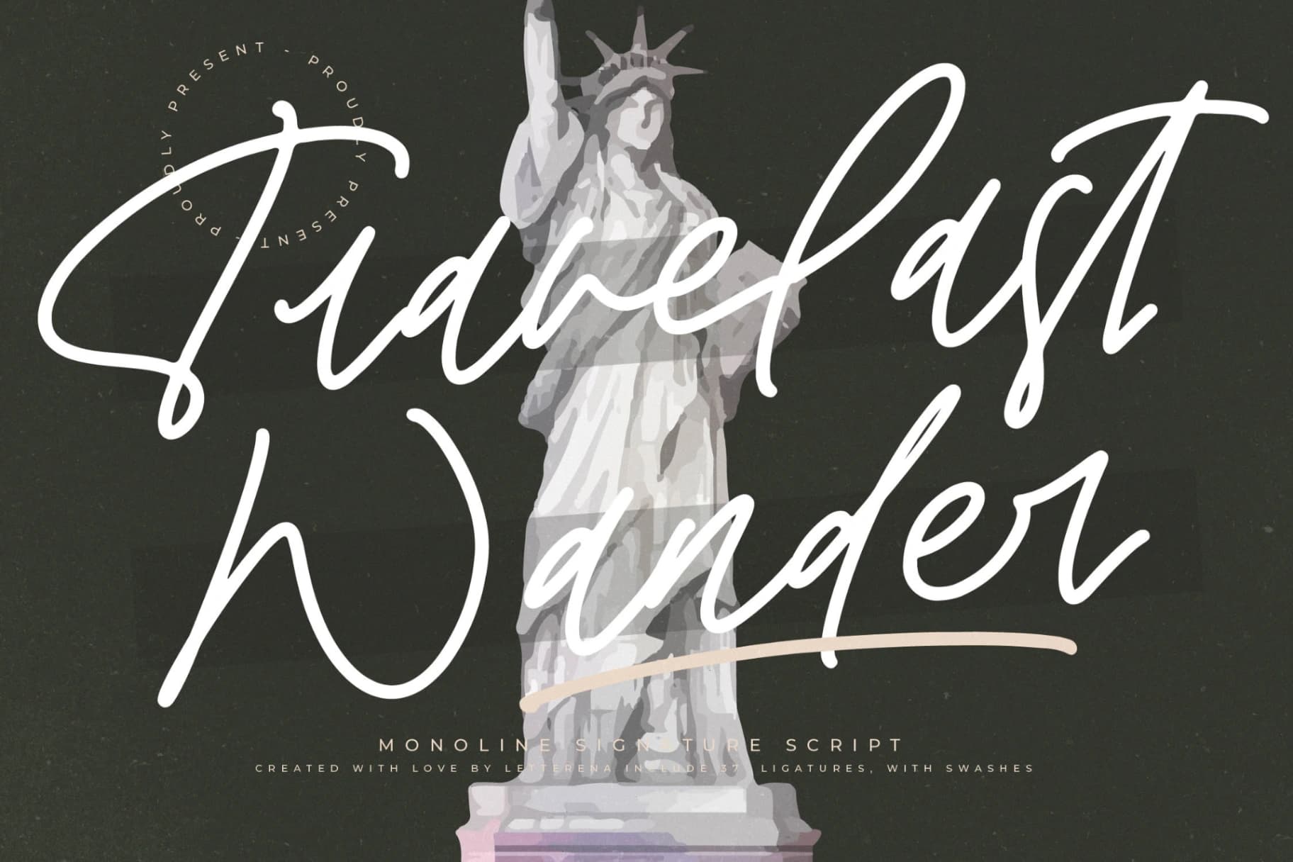Preview of Travelast Wander – Monoline Signature Script font