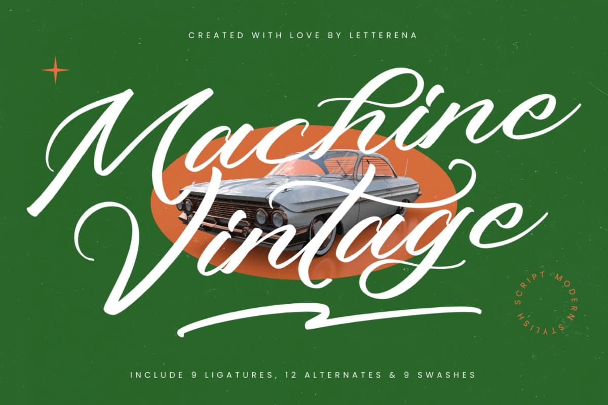 Preview of Machine Vintage – Modern Stylish Script font