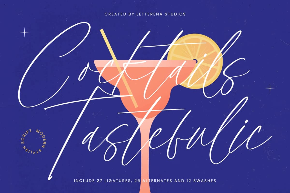 Preview of Cocktails Tastefulic – Modern Stylish Script font