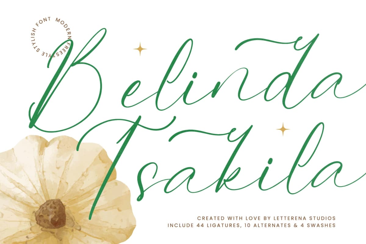 Preview of Belinda Tsakila – Modern Freestyle Stylish font