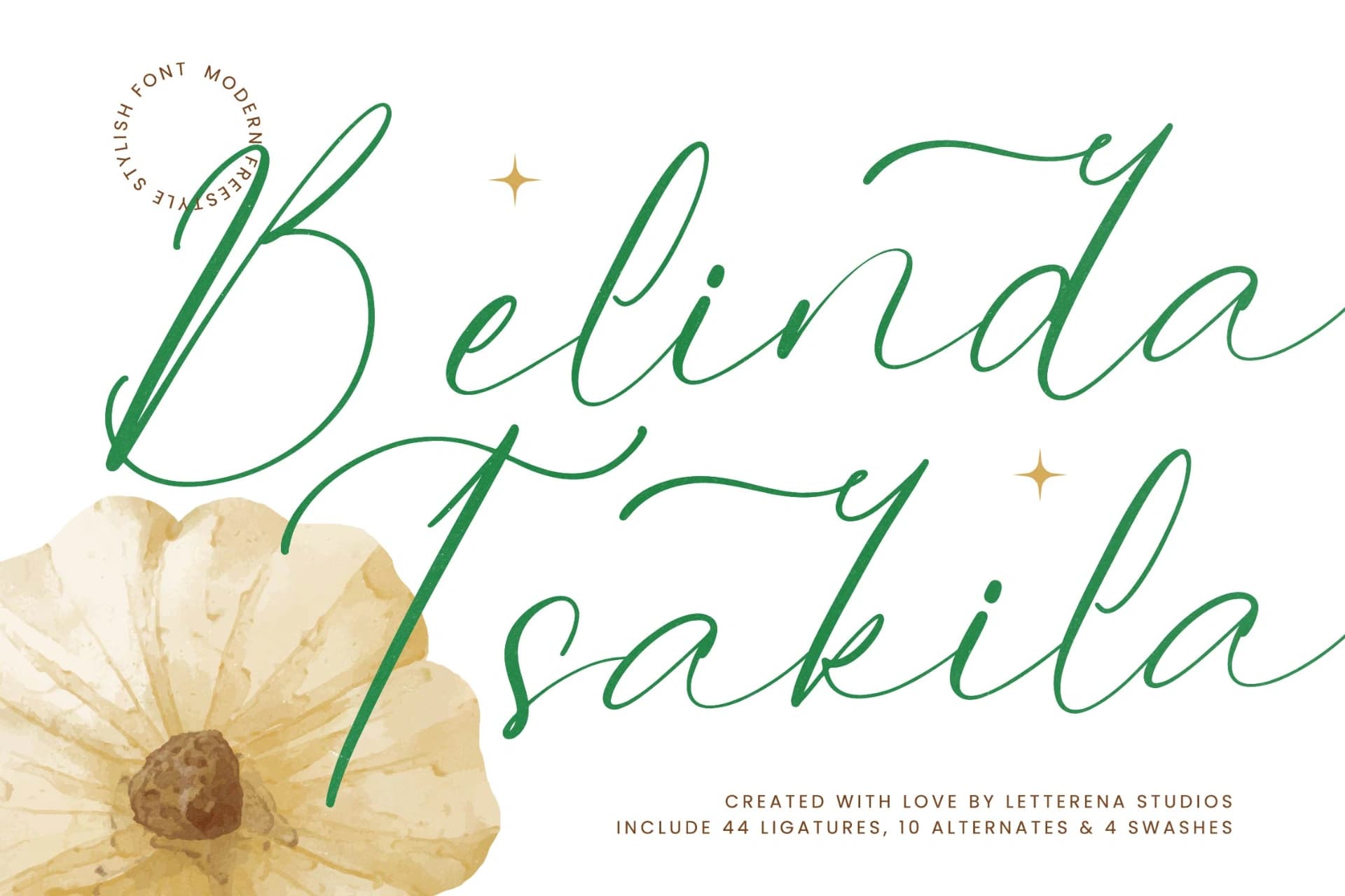 Preview of Belinda Tsakila – Modern Freestyle Stylish font