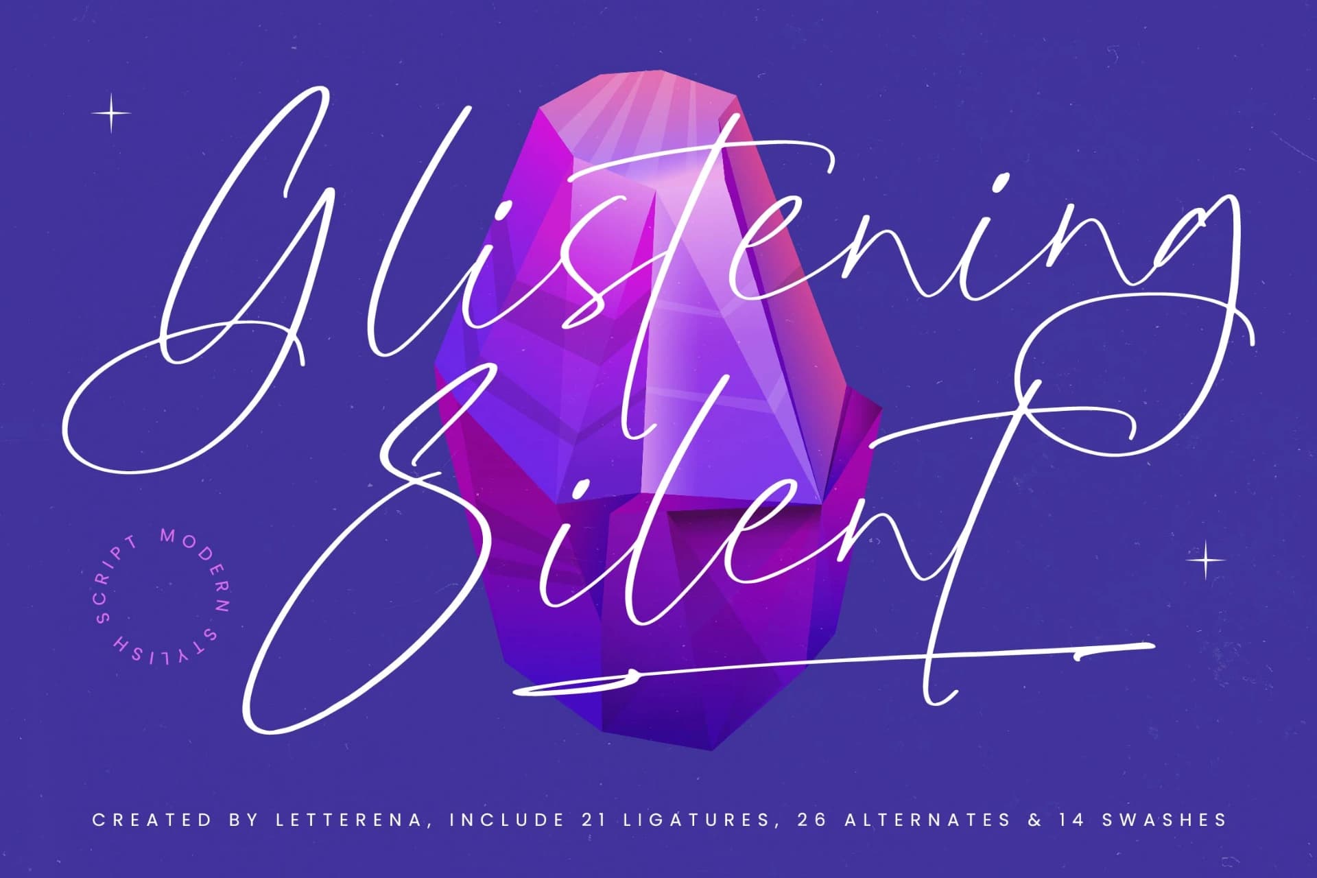 Preview of Glistening Silent – Modern Stylish Script font