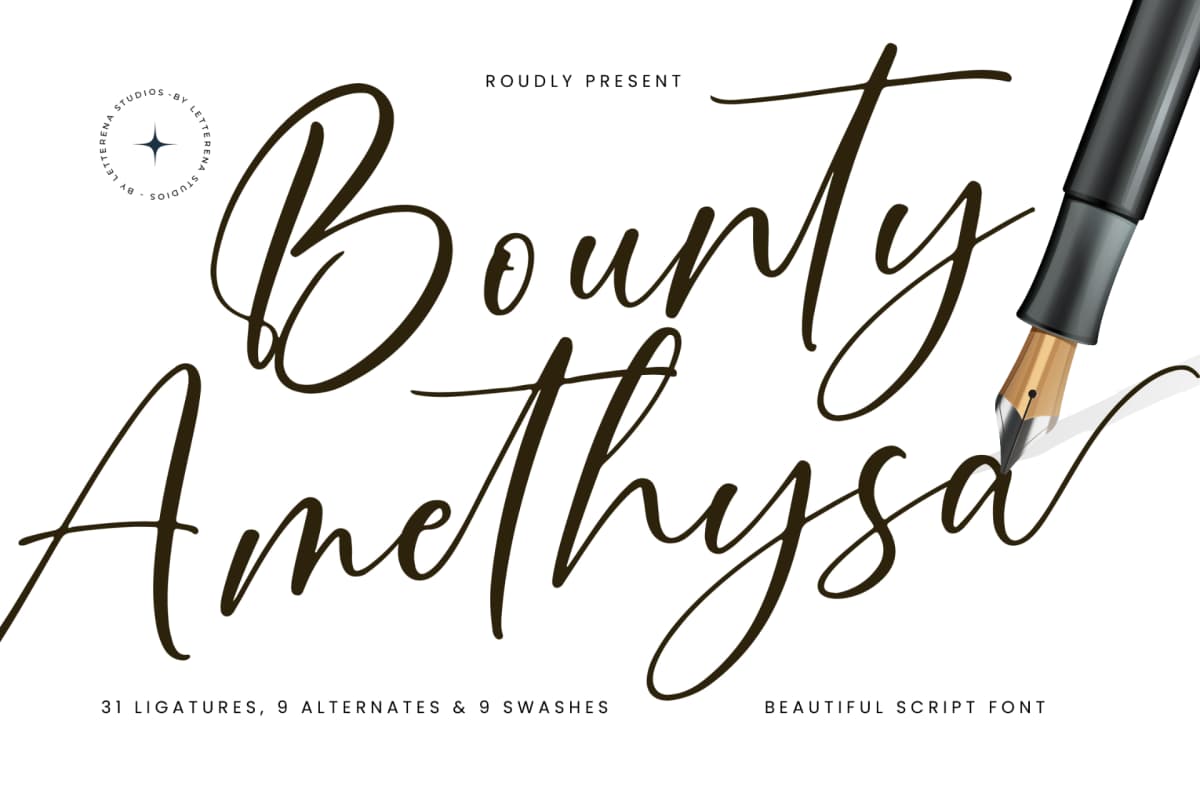 Preview of Bounty Amethysa - Beautiful Script Font font