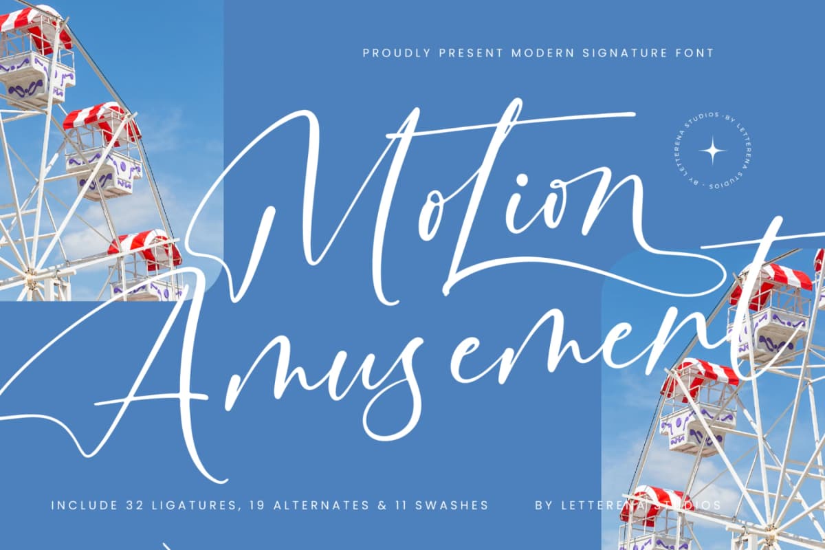 Motion Amusement – Modern Signature Font font preview 1