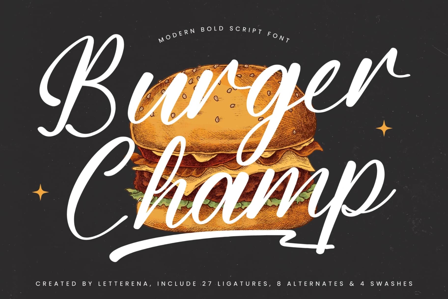 Preview of Burger Champ – Modern Bold Script font