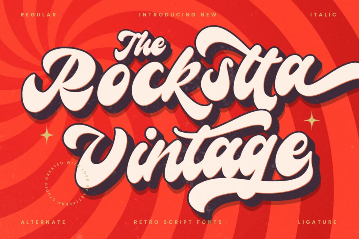 Preview of Rockstta Vintage – Retro Script Font font
