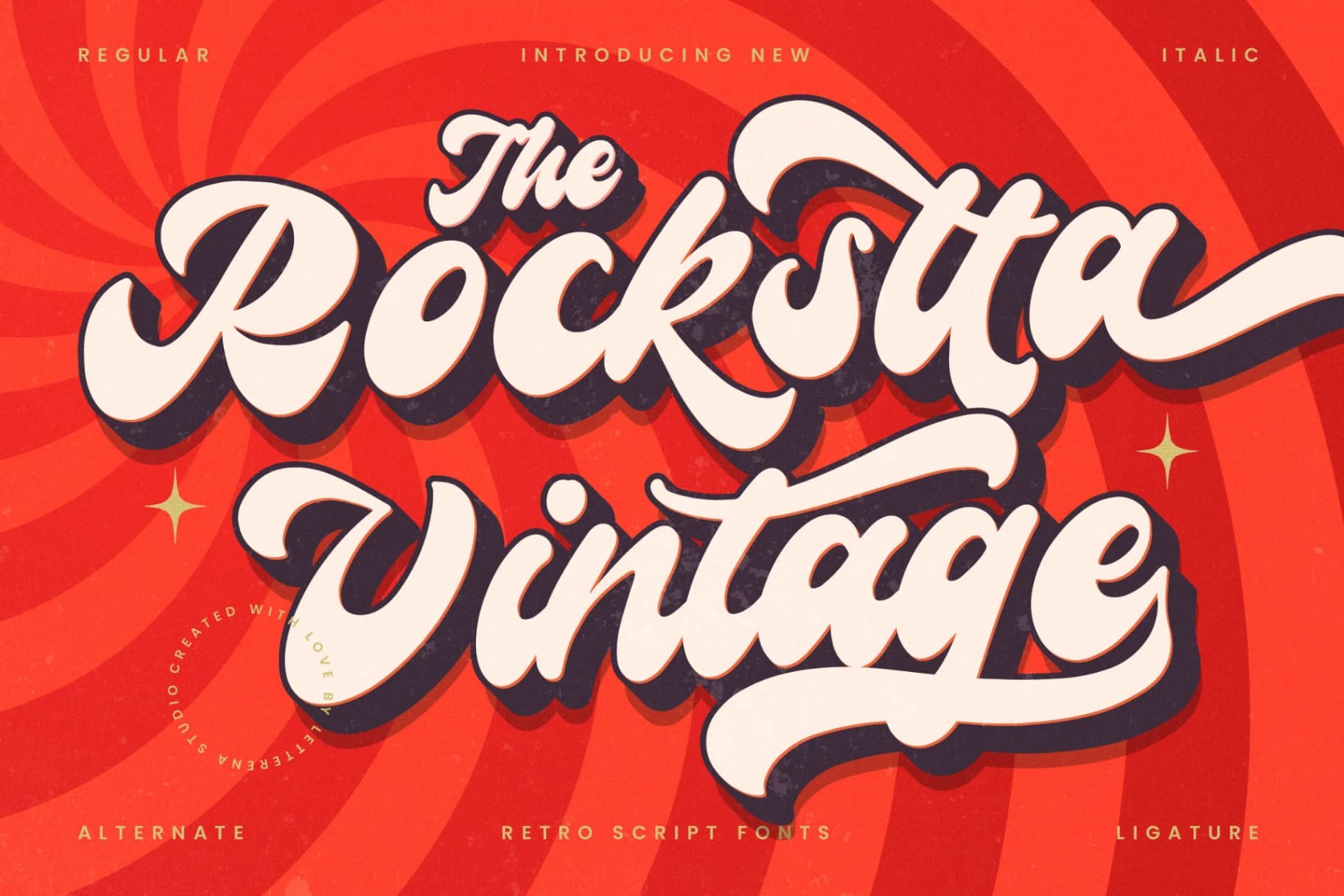 Preview of Rockstta Vintage – Retro Script Font font