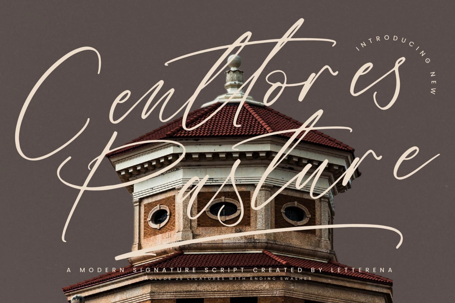 Preview of Centtores Pasture – Modern Signature Script font