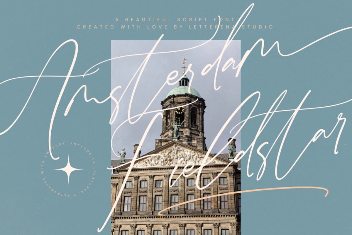 Amsterdam Fieldstar – Beautiful Script Font font preview 1