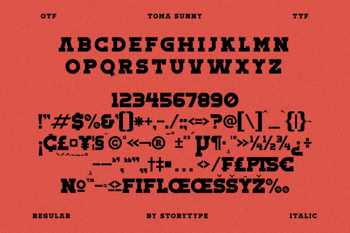 Toma Sunny - Slab Serif Font font preview 13