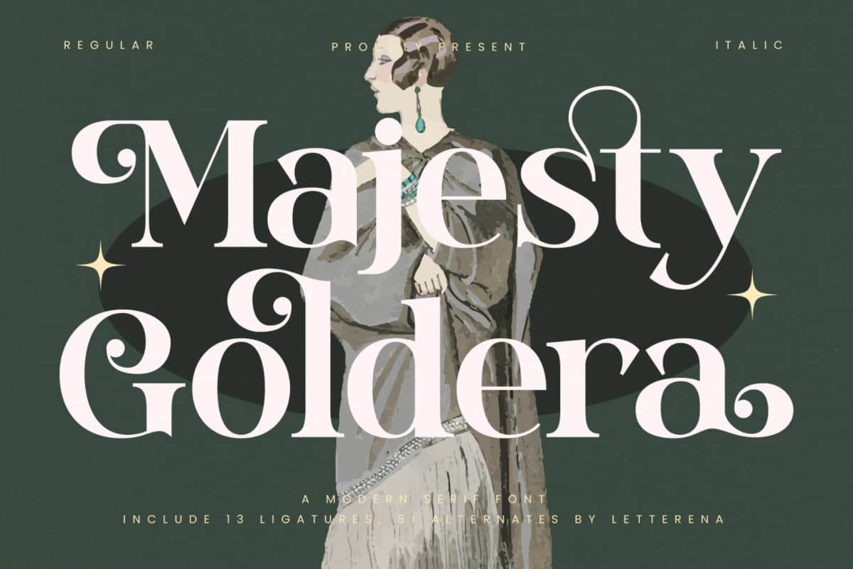 Preview of Majesty Goldera - Modern Serif Font font