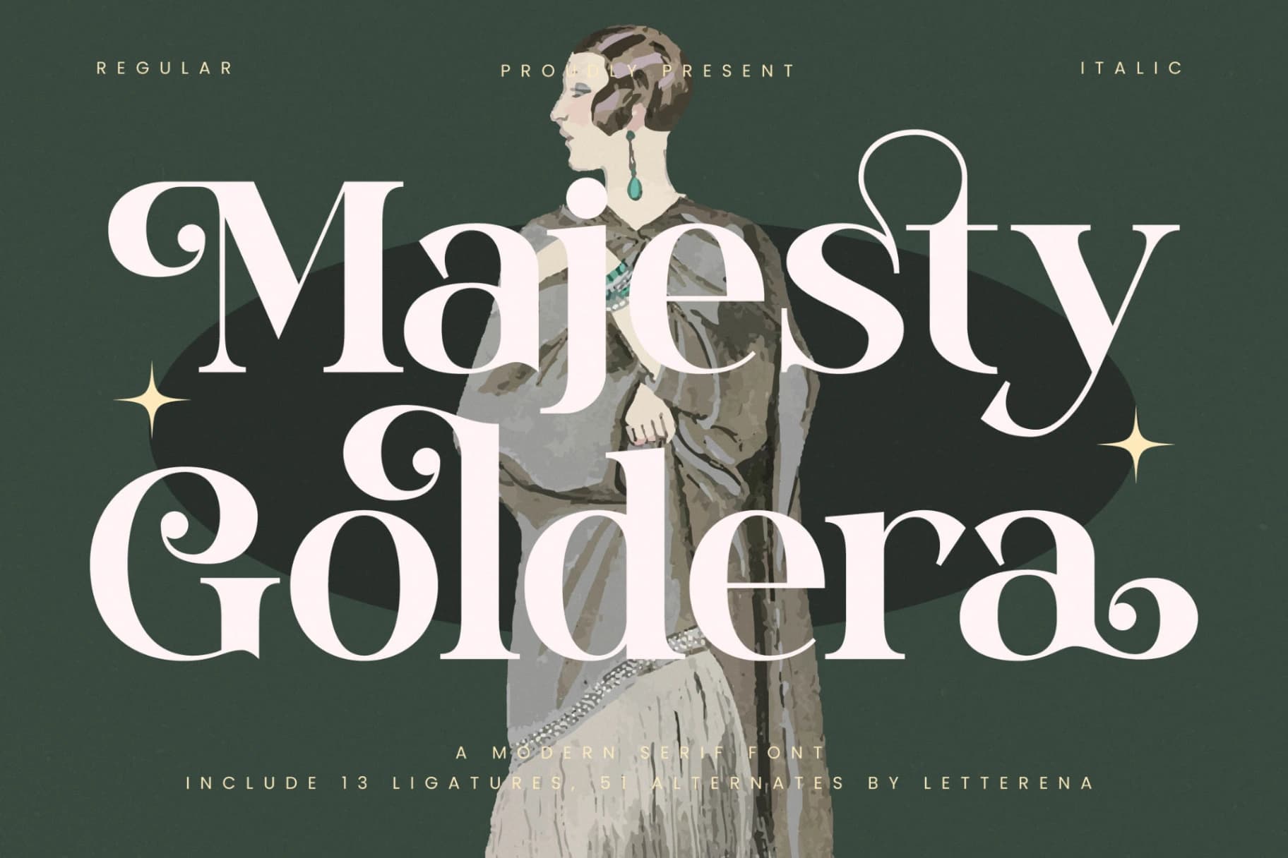 Preview of Majesty Goldera - Modern Serif Font font