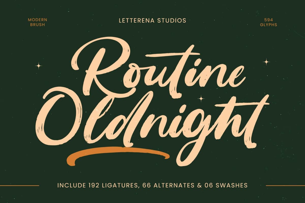 Preview of Routine Oldnight - Modern Brush Font font
