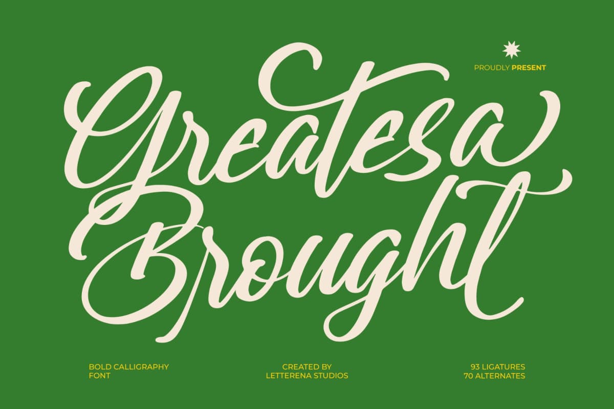 Preview of Greatesa Brought - Bold Calligraphy Font font