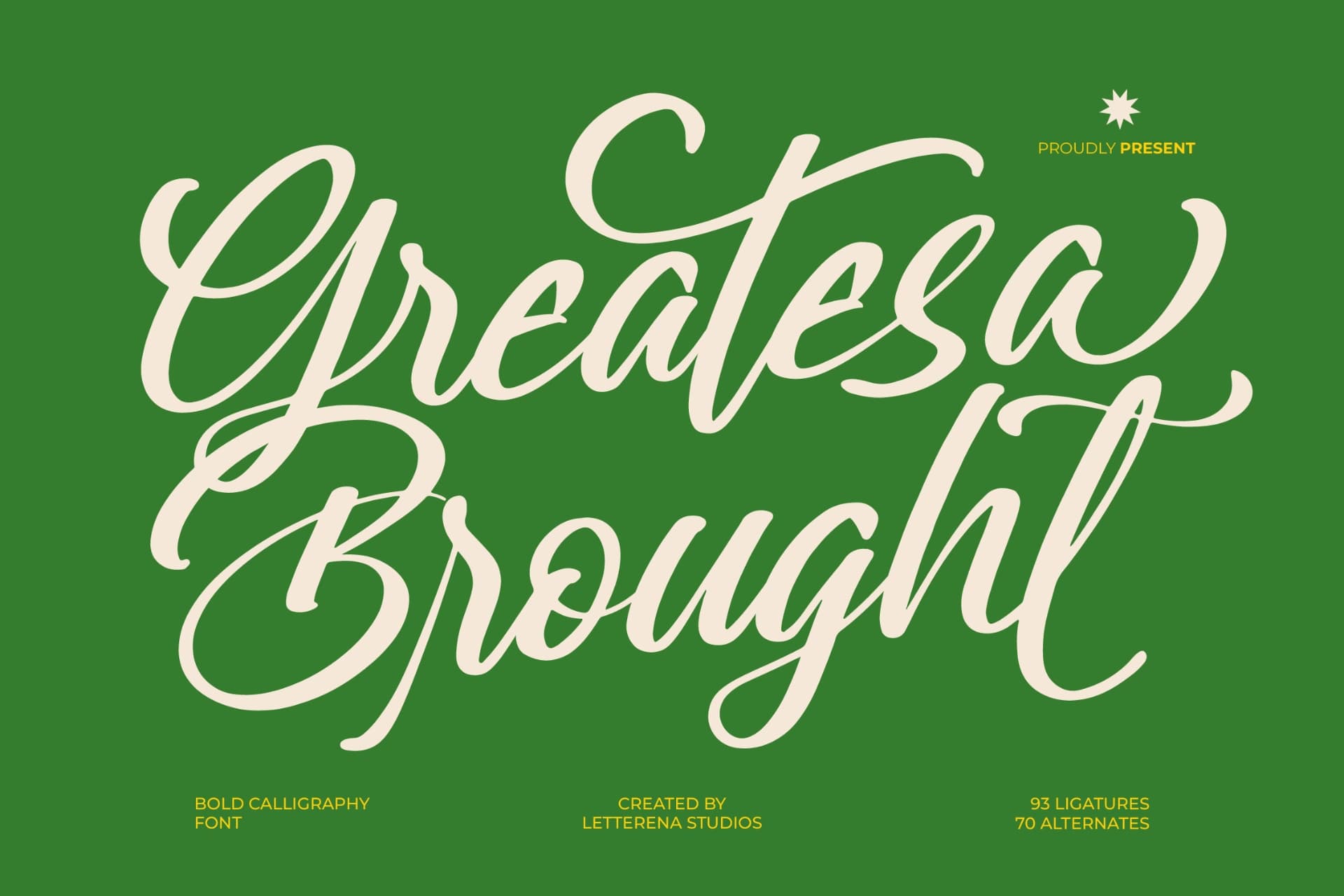 Preview of Greatesa Brought - Bold Calligraphy Font font