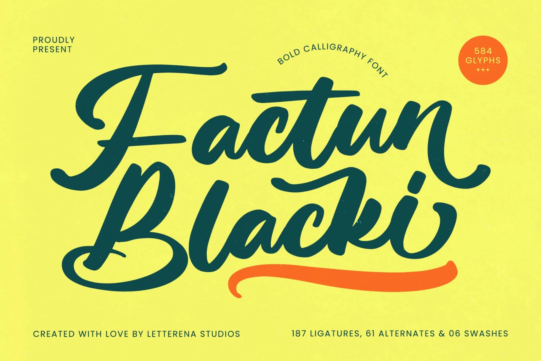 Preview of Factun Blacki - Bold Calligraphy Font font