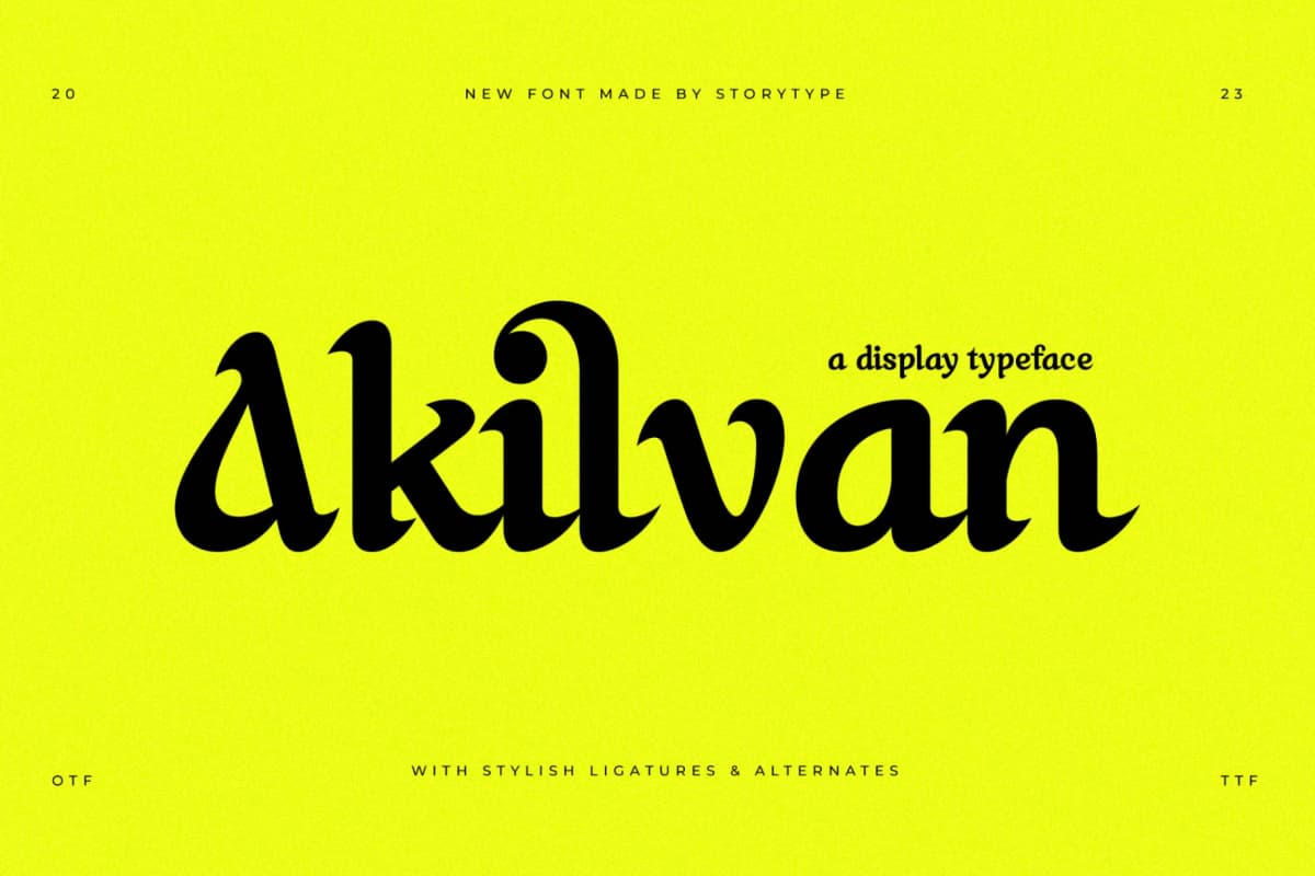 Akilvan - A Display Typeface Font font preview 1