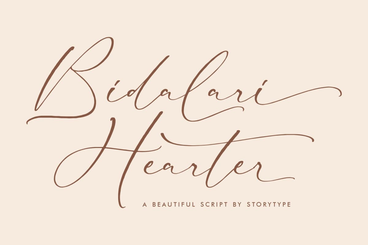 Bidalari Hearter - Beautiful Script Font font preview 1