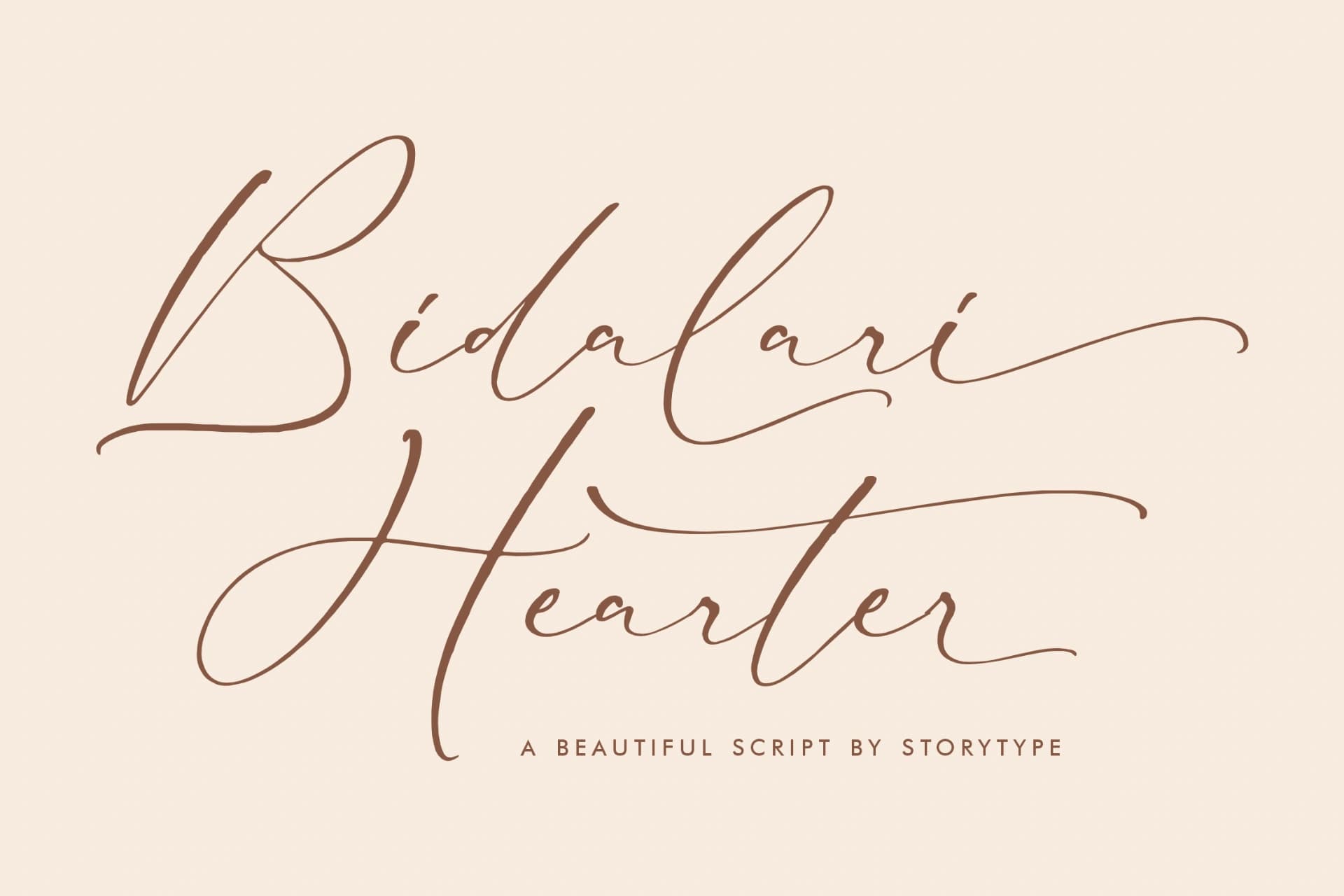 Preview of Bidalari Hearter - Beautiful Script Font font