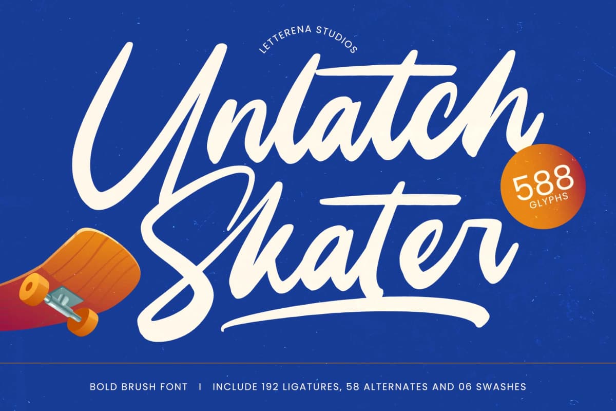 Preview of Unlatch Skater - Bold Brush Font font