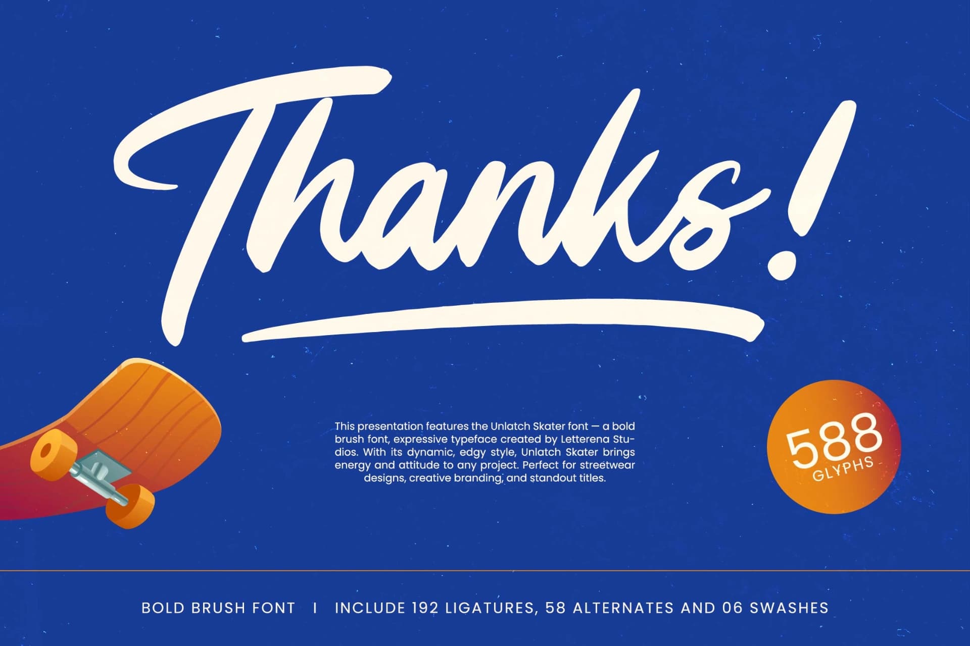 Preview 20 for Unlatch Skater - Bold Brush Font