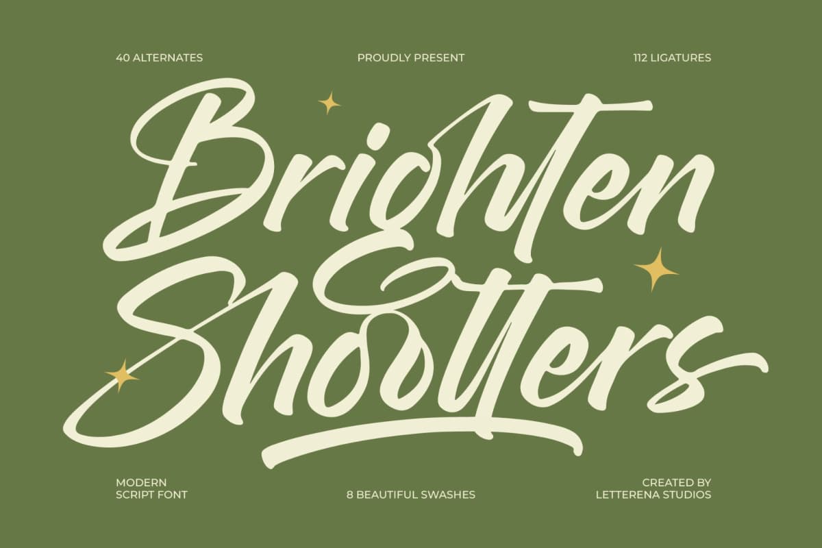 Preview of Brighten Shootters - Modern Script Font font