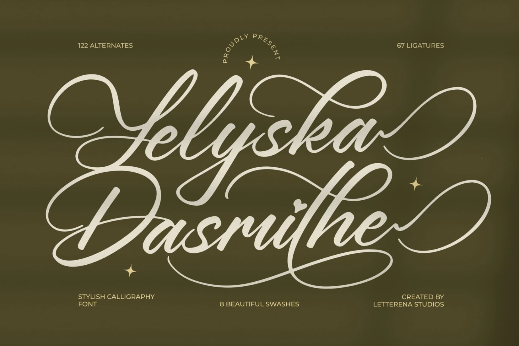 Preview of Yeliska Dasmithe - Stylish Calligraphy Font font