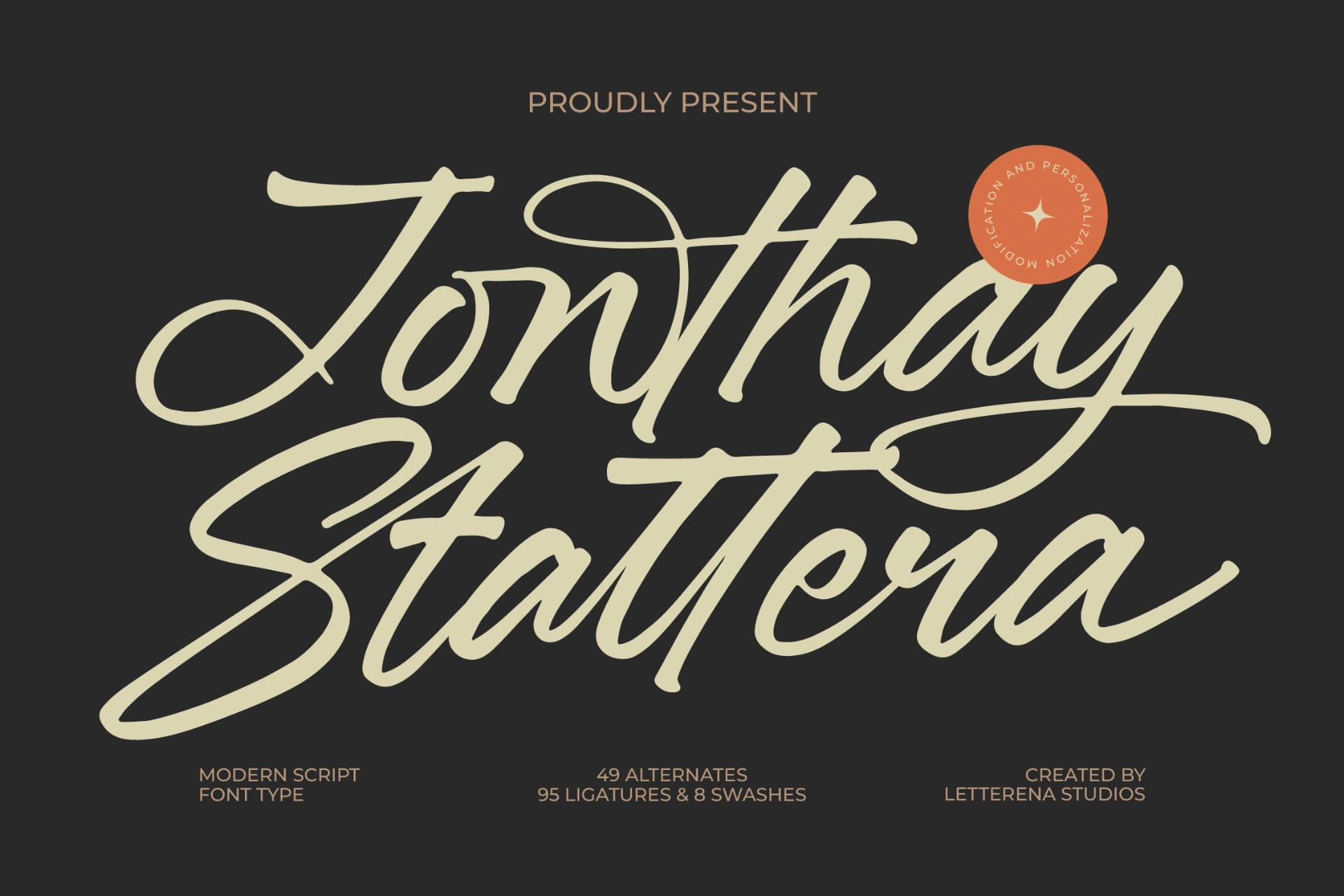 Preview of Jonthay Stattera - Modern Script Font Type font