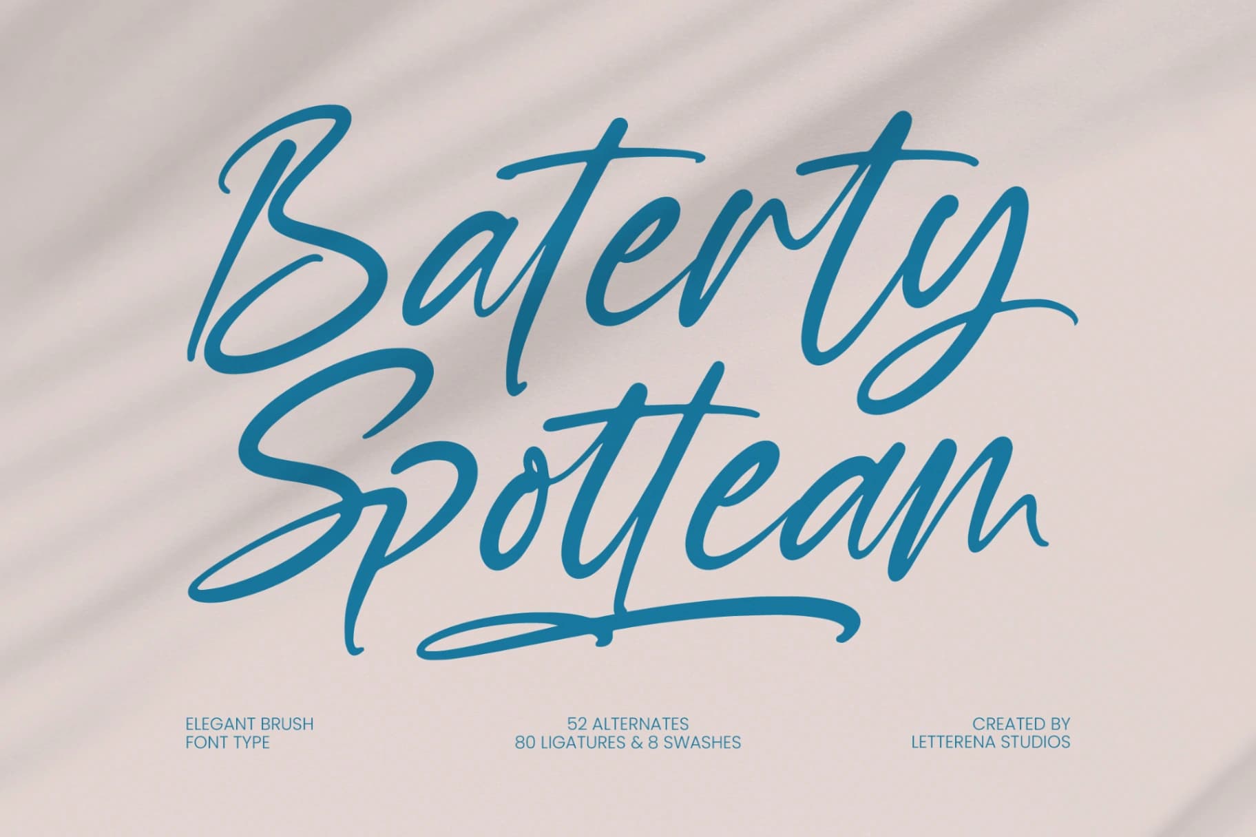 Preview of Baterty Spotteam - Elegant Brush Font Type font