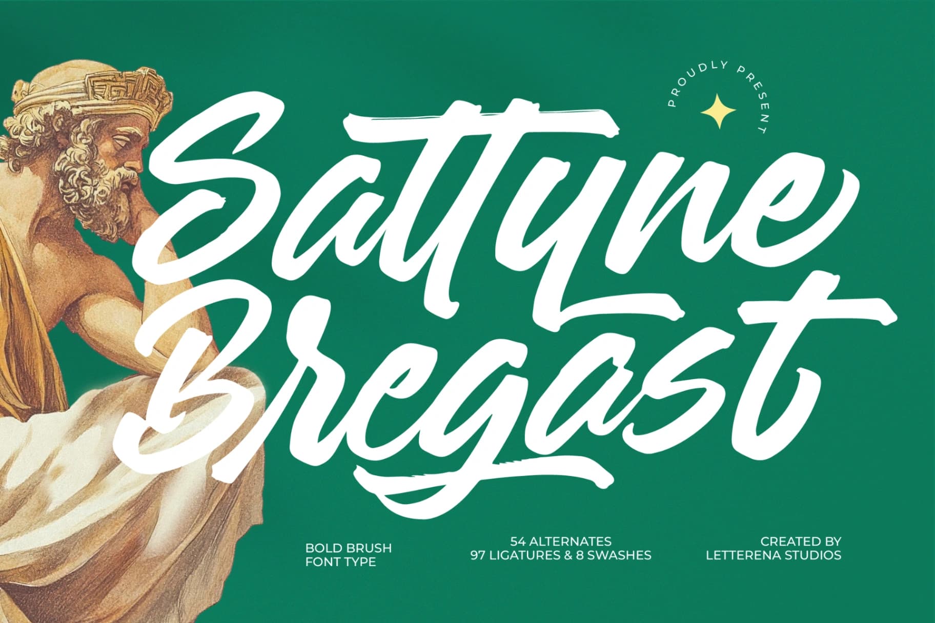 Preview of Sattyne Bregast - Bold Brush Font Type font