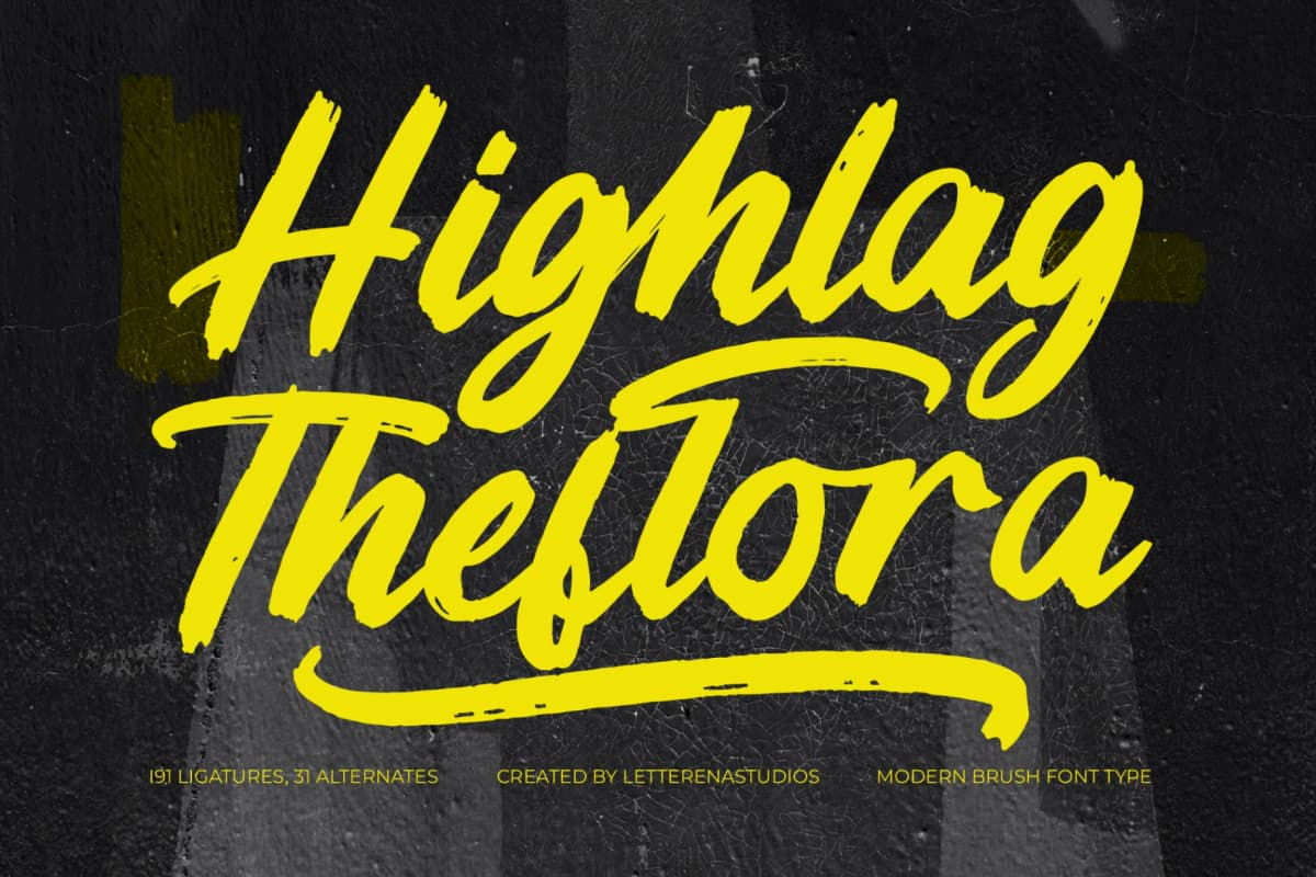 Preview of Highlag Theflora - Modern Brush Font font