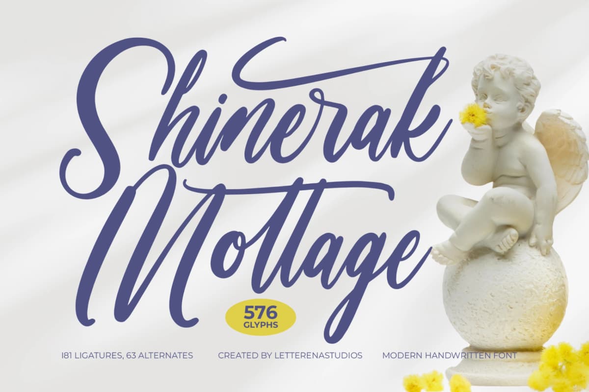 Preview of Shinerak Mottage - Modern Handwritten Font font