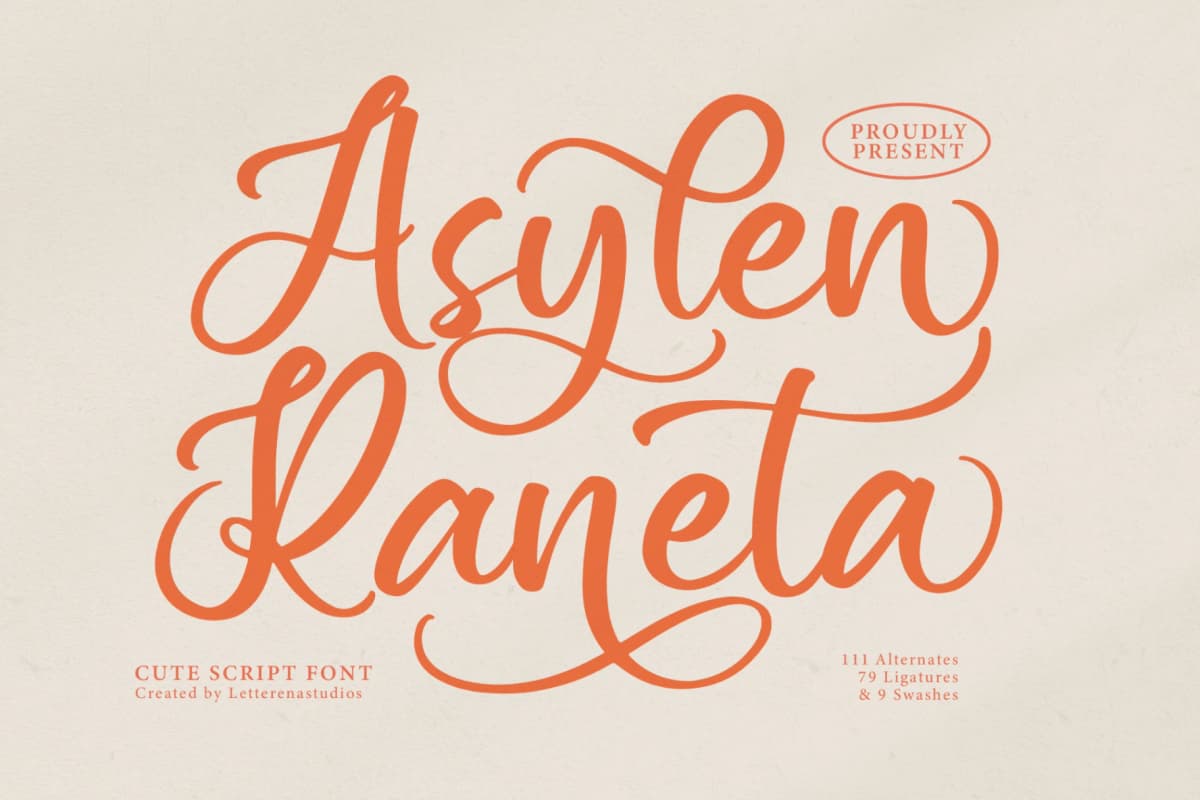 Asylen Raneta - Cute Script Font font preview 1