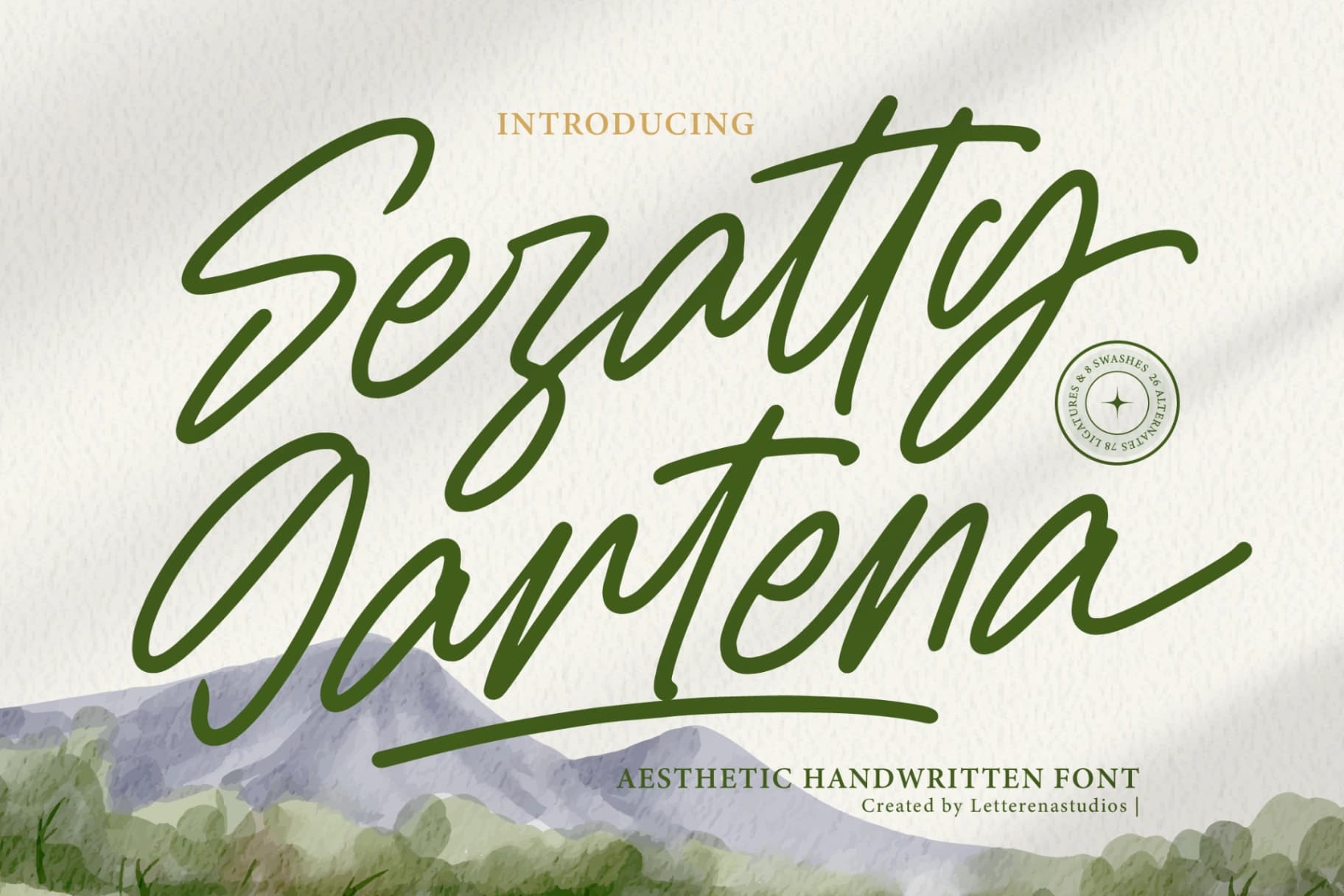 Preview 1 for Sejatty Gartena - Aesthetic Handwritten Font