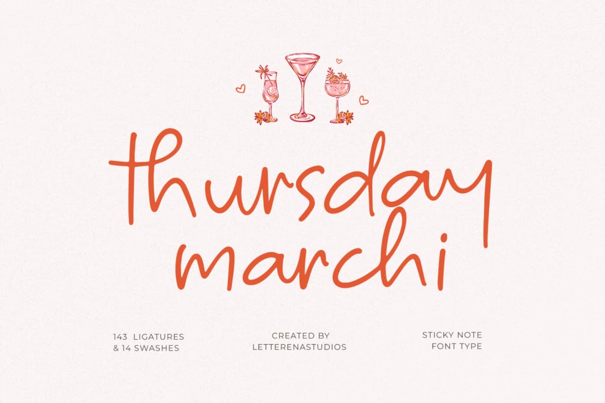 Preview 15 for Thursday Marchi - Sticky Note Font