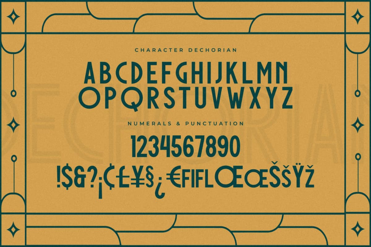 Dechorian - New Art Deco Font font preview 13