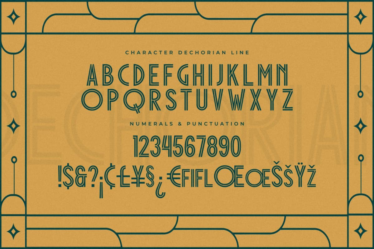 Dechorian - New Art Deco Font font preview 14