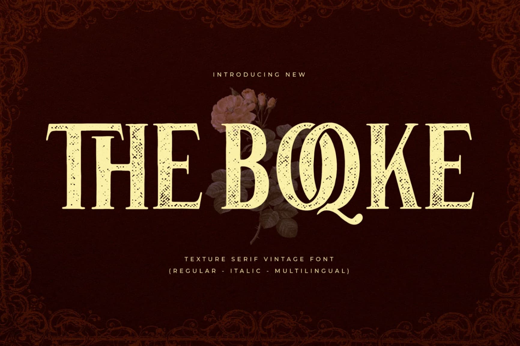 Preview of The Boqke - Texture Serif Vintage Font font