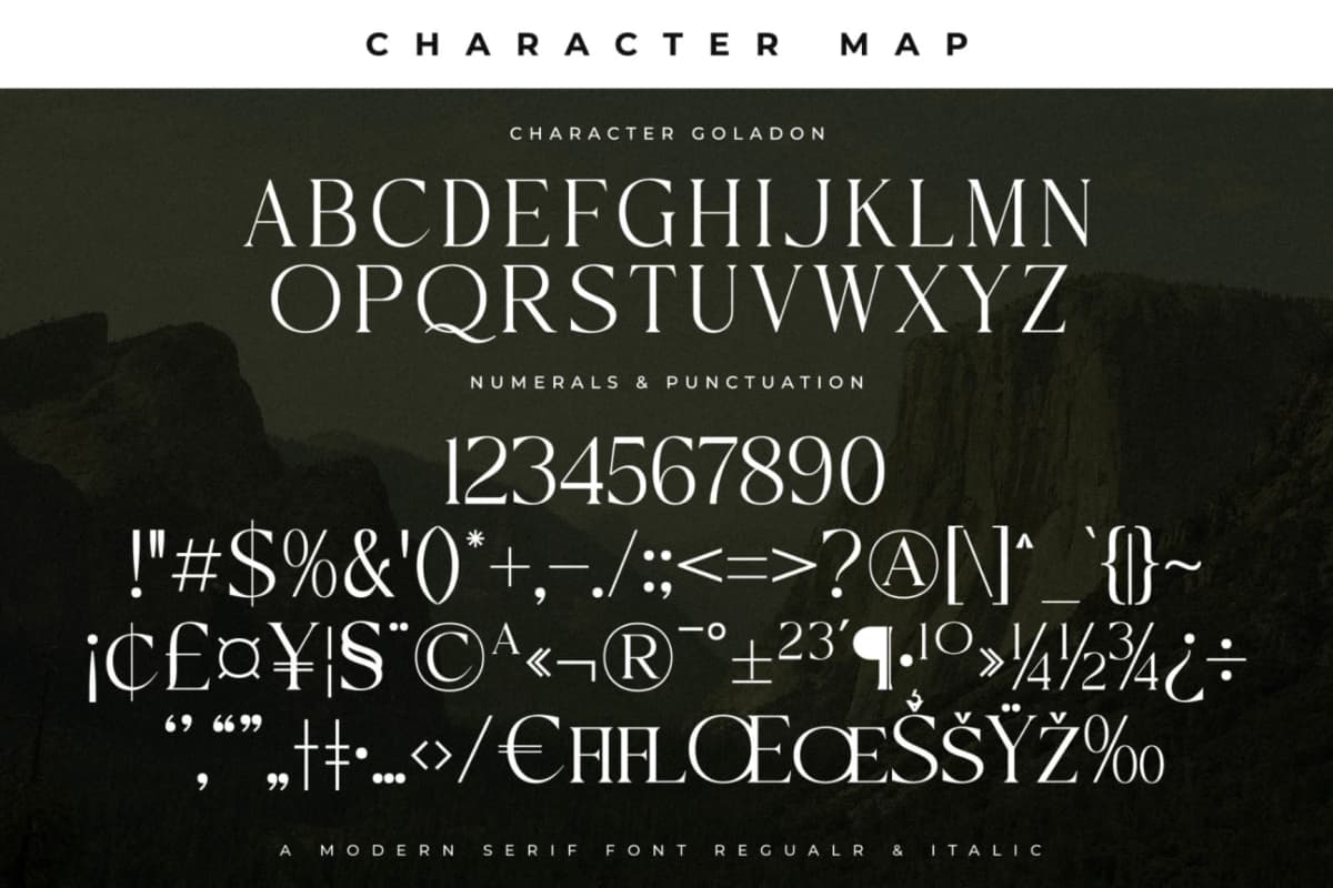 Goladon - A Modern Serif Font font preview 13