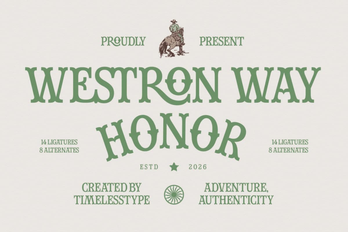 Westron Way Honor - Western Vintage Font font preview 1