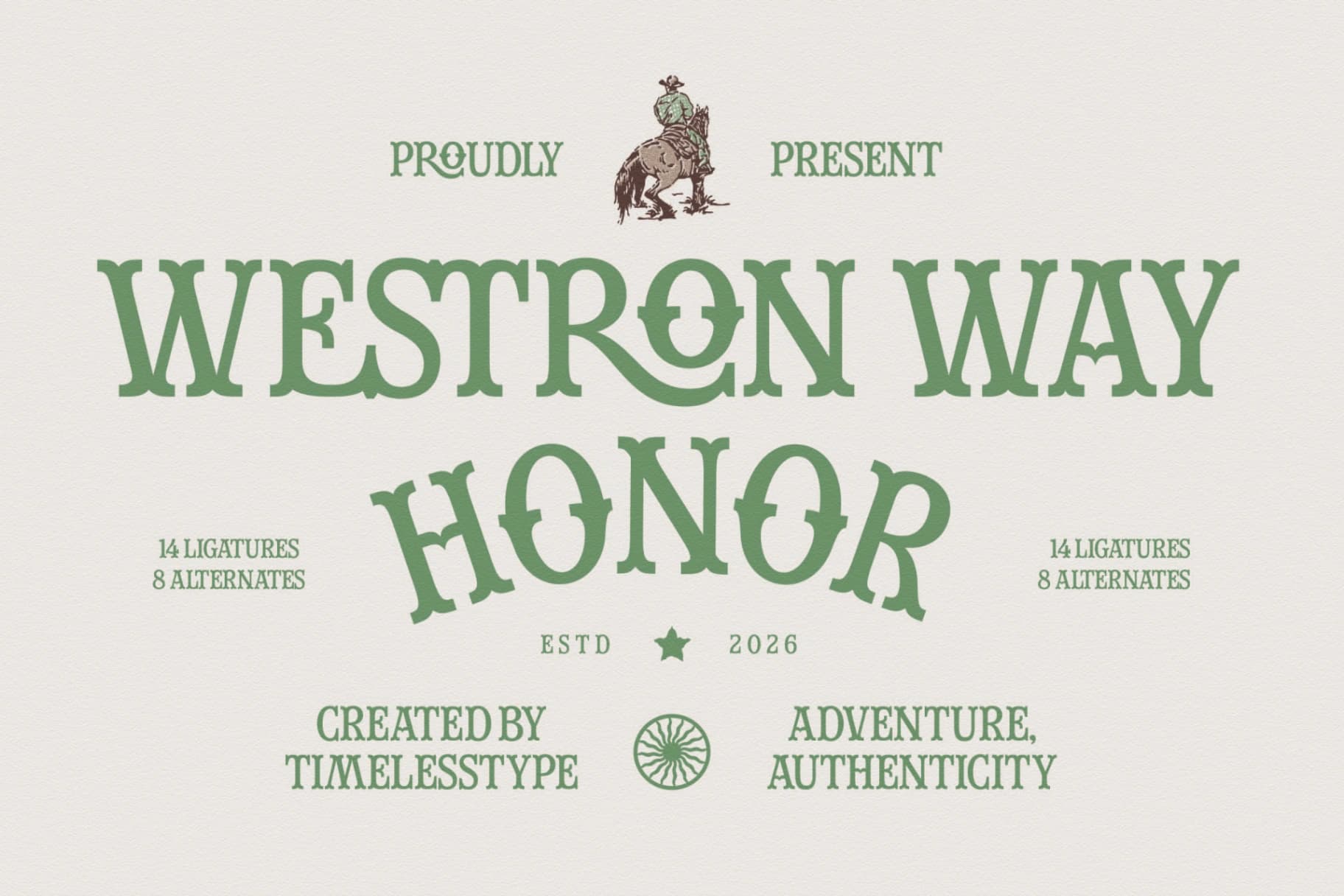 Preview of Westron Way Honor - Western Vintage Font font