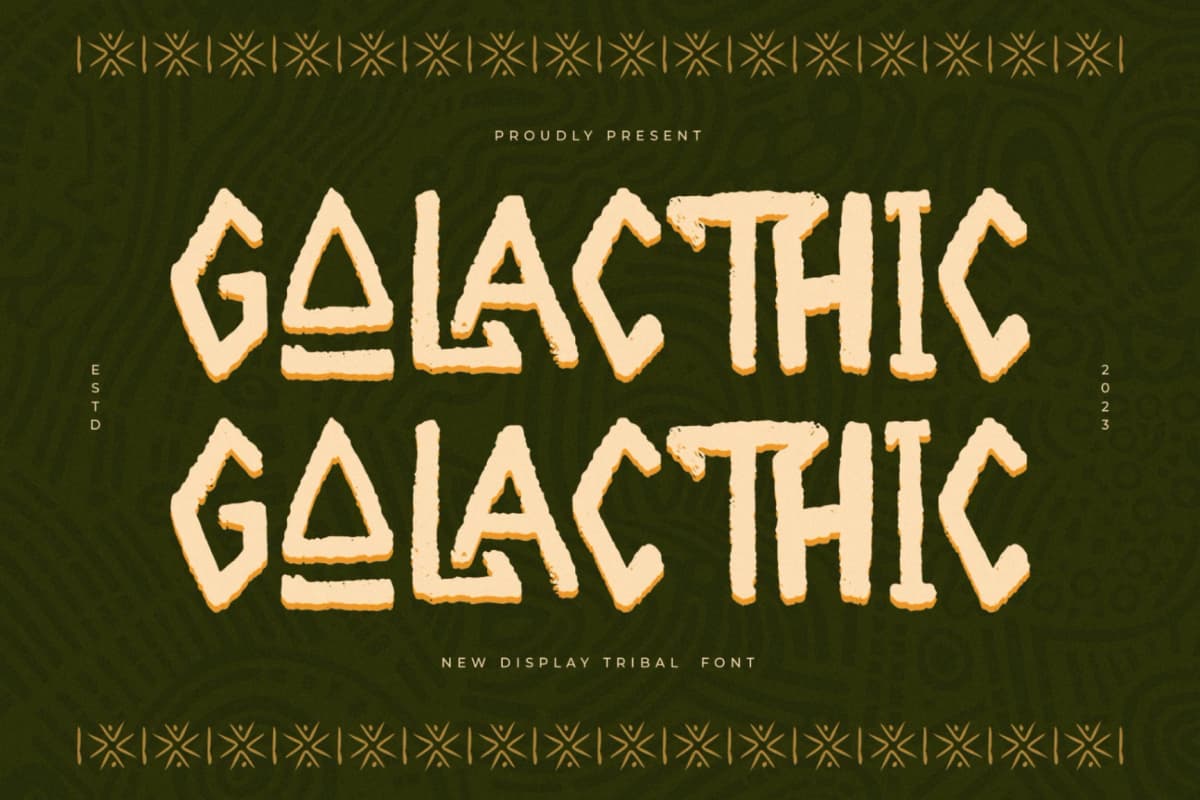 Preview of Galacthic – New Display Tribal Font font