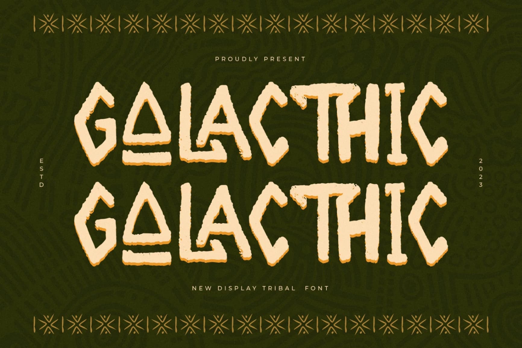 Preview of Galacthic – New Display Tribal Font font