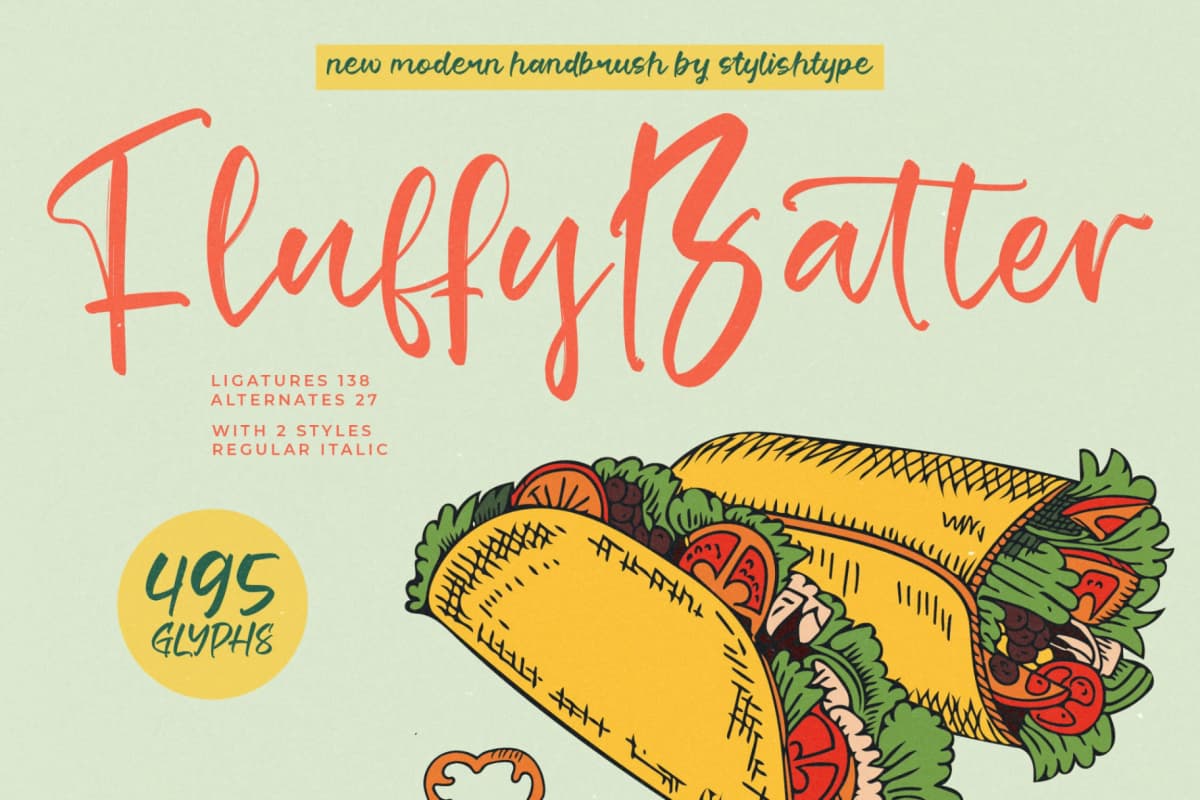 Fluffy Batter - Modern Handbrush Font font preview